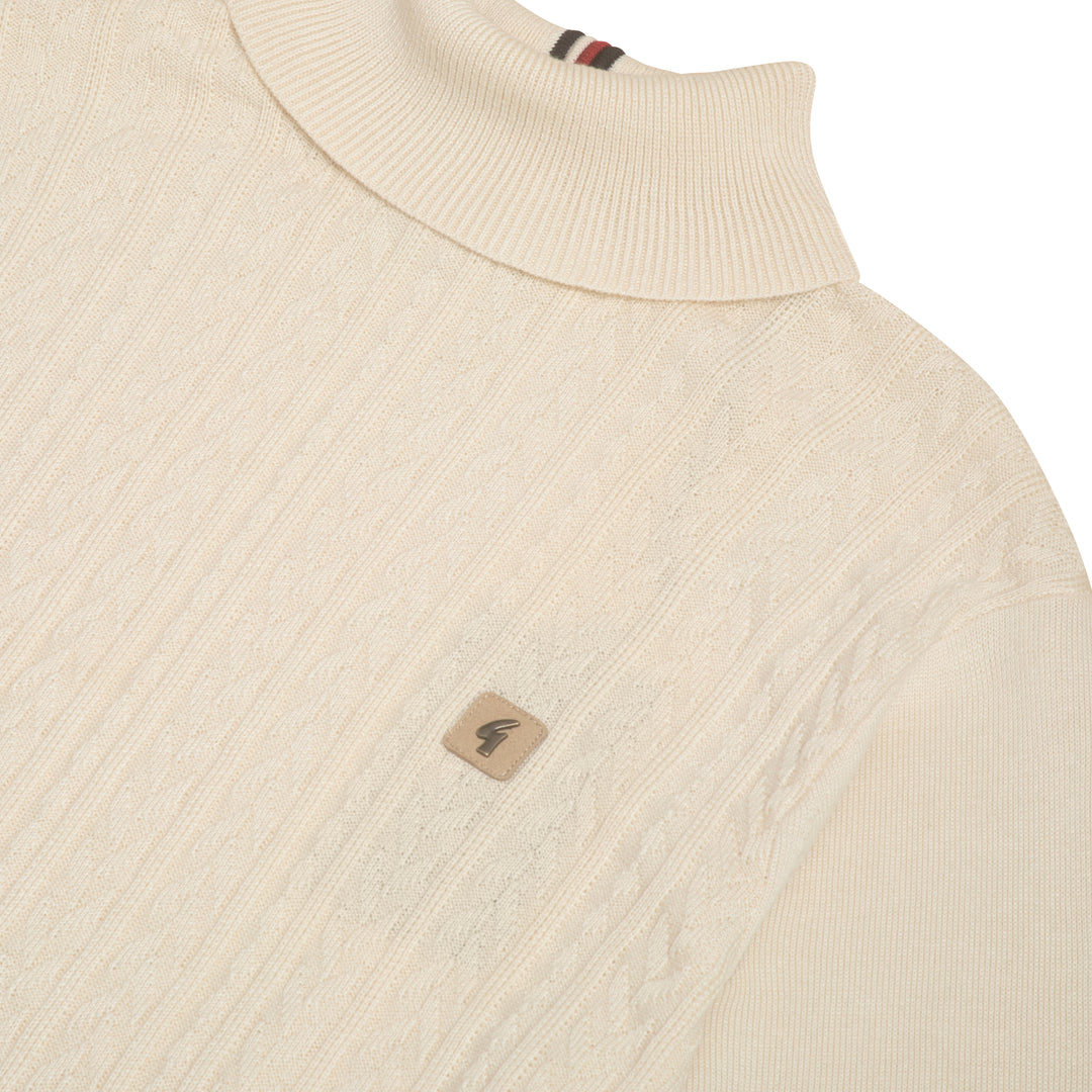 Gabicci Vintage Leonardo Knit Roll Neck Cream