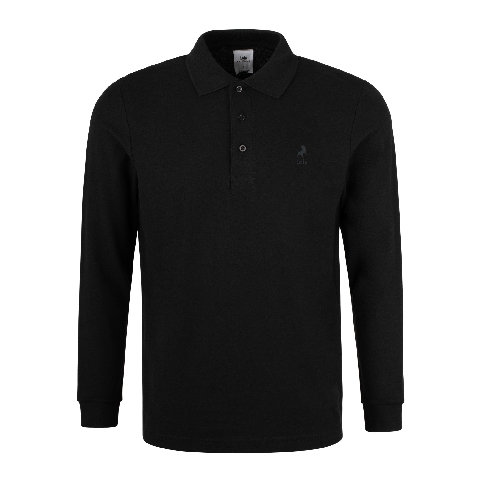 Men's Lois Daniel Long Sleeve Polo Shirt - Black - 100% Cotton – Urban ...