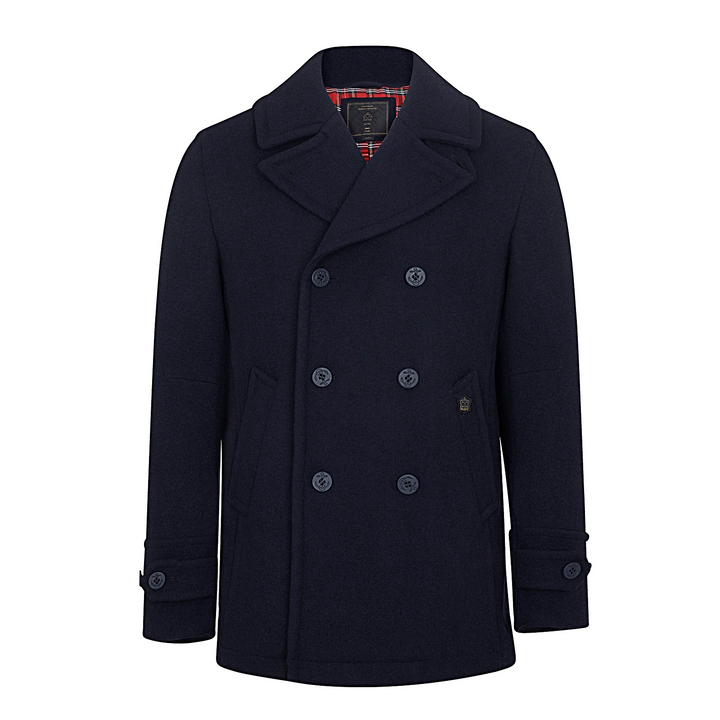 Merc London Doyle Pea Coat Navy