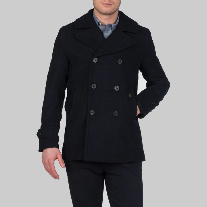 Merc London Doyle Pea Coat Navy