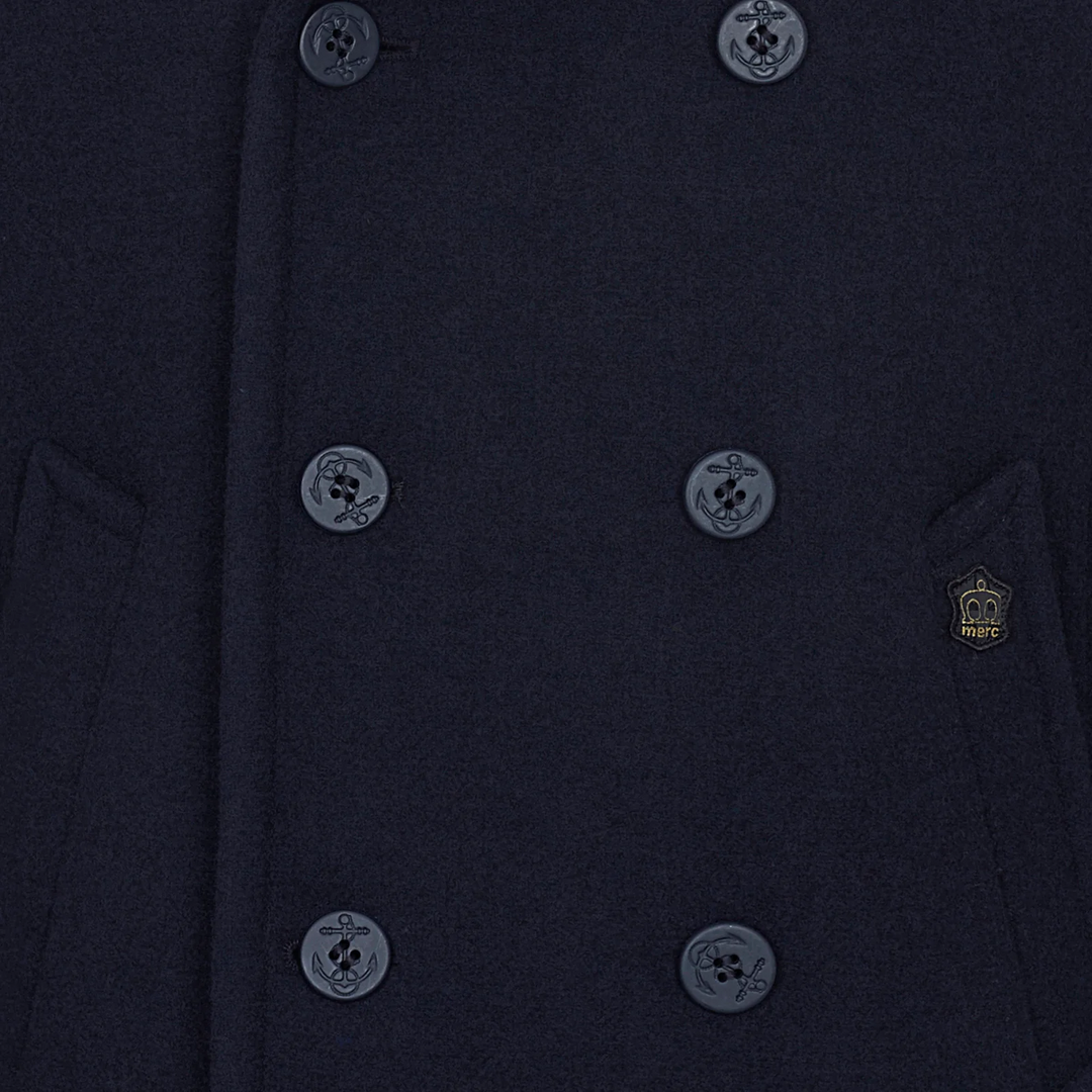 Merc London Doyle Pea Coat Navy