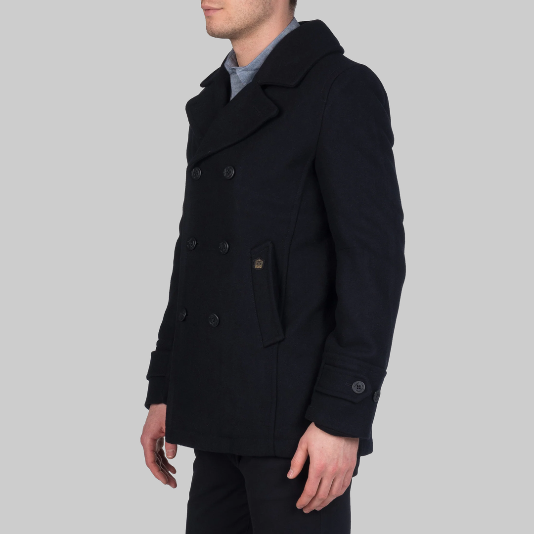 Merc London Doyle Pea Coat Navy