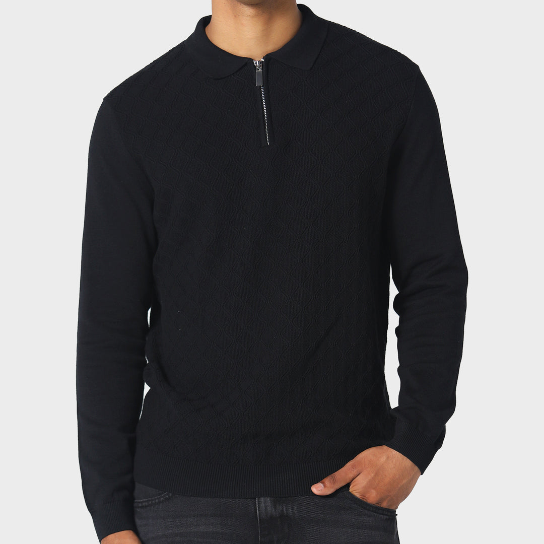 Police Fleetwood Knit Polo Black