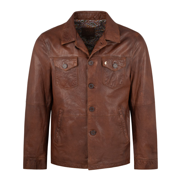 Gabicci Sam Leather Jacket Brown