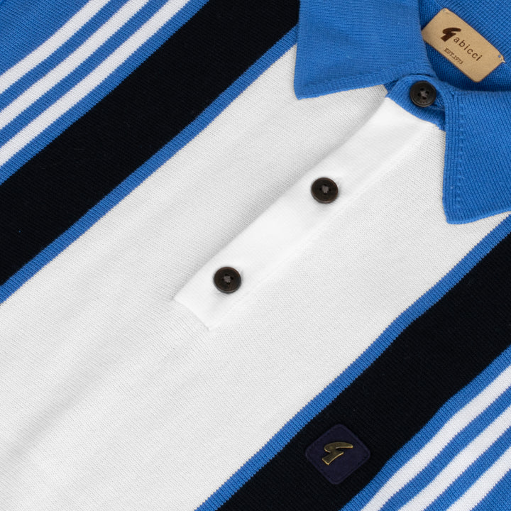 Gabicci Vintage Searle Knit Polo Shirt Blue