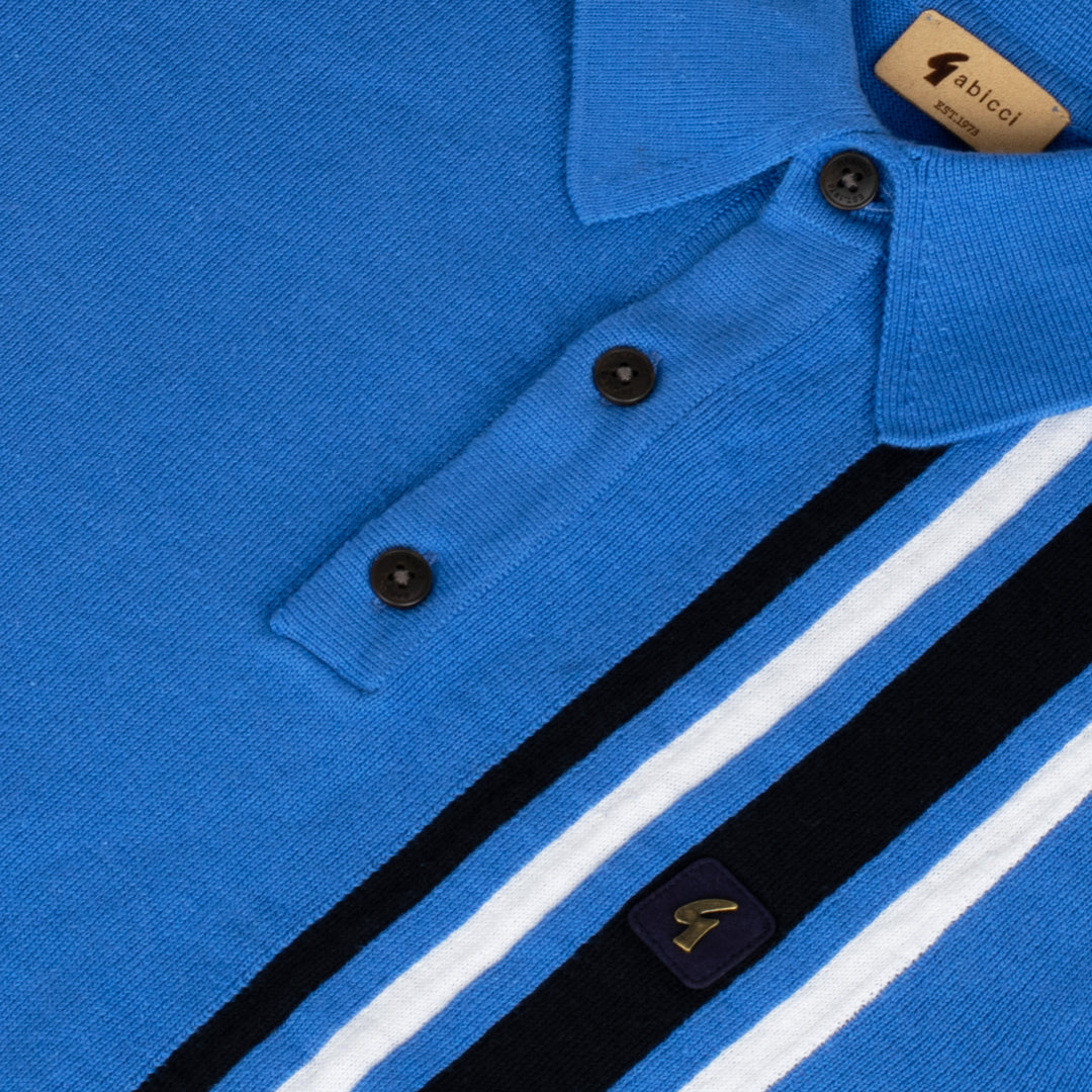 Gabicci Vintage Soda Knit Polo Shirt Blue