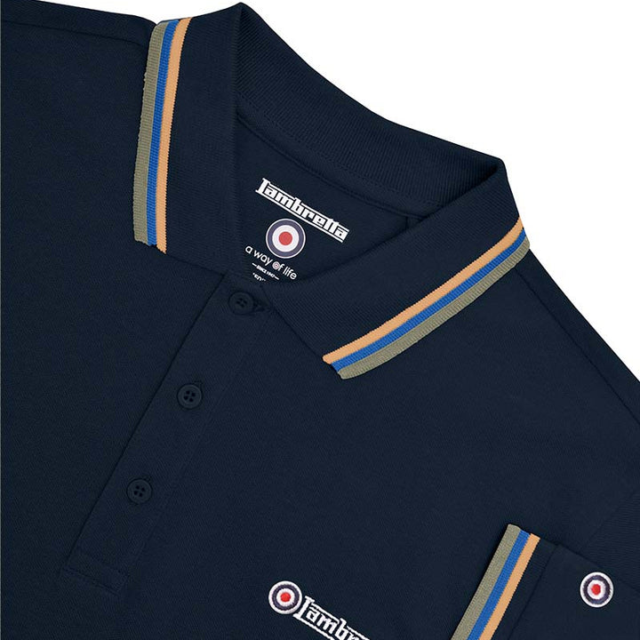 Lambretta Tipped Polo Shirt Navy