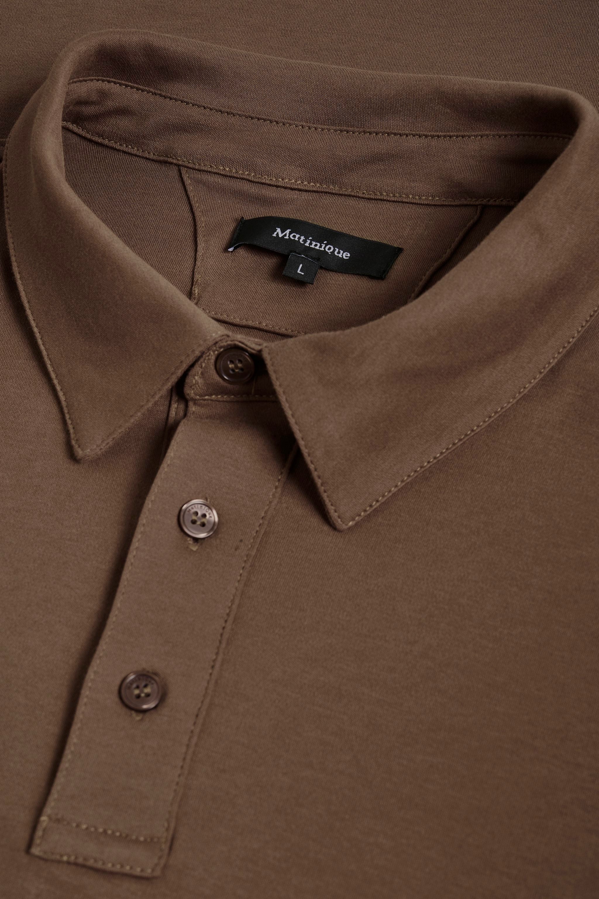 Matinique Oliver Smart Long Sleeve Polo Tan Brown Interlock Cotton Urban Menswear