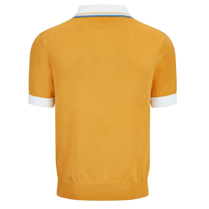 Merc London Newton Knit Polo Shirt Mustard