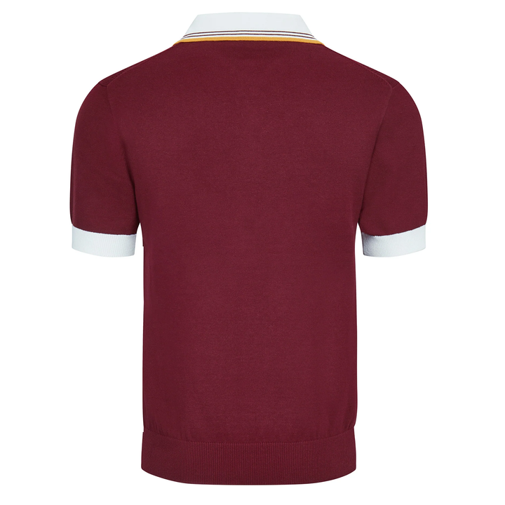 Merc London Newton Knit Polo Shirt Burgundy