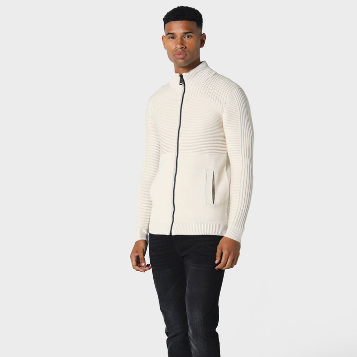 Police Orkney Knit Jacket Cream