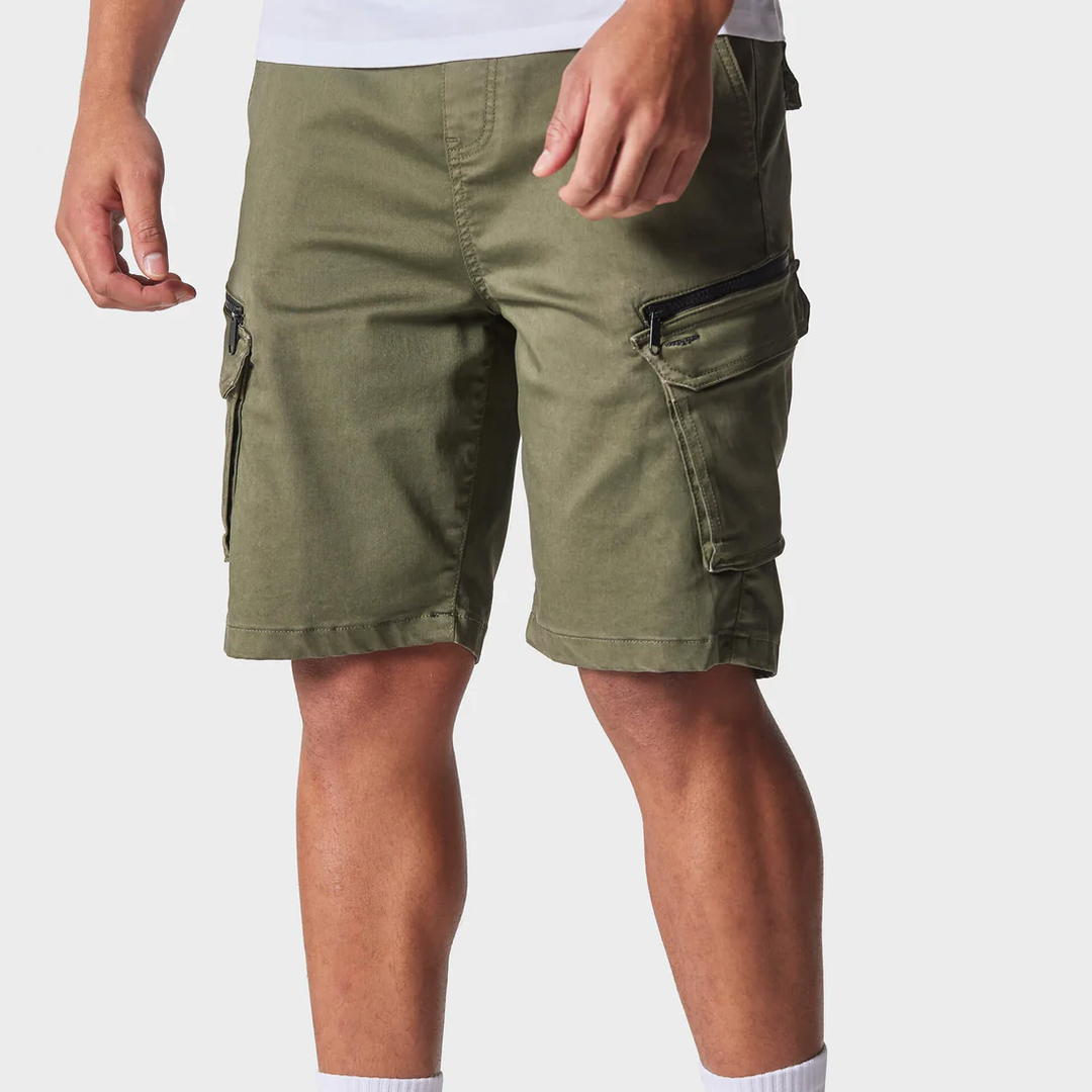 Police Doust Cargo Shorts Khaki