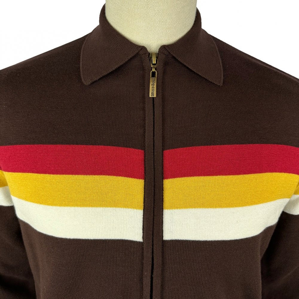 Ska & Soul "Gallagher" Zip Cardigan Brown