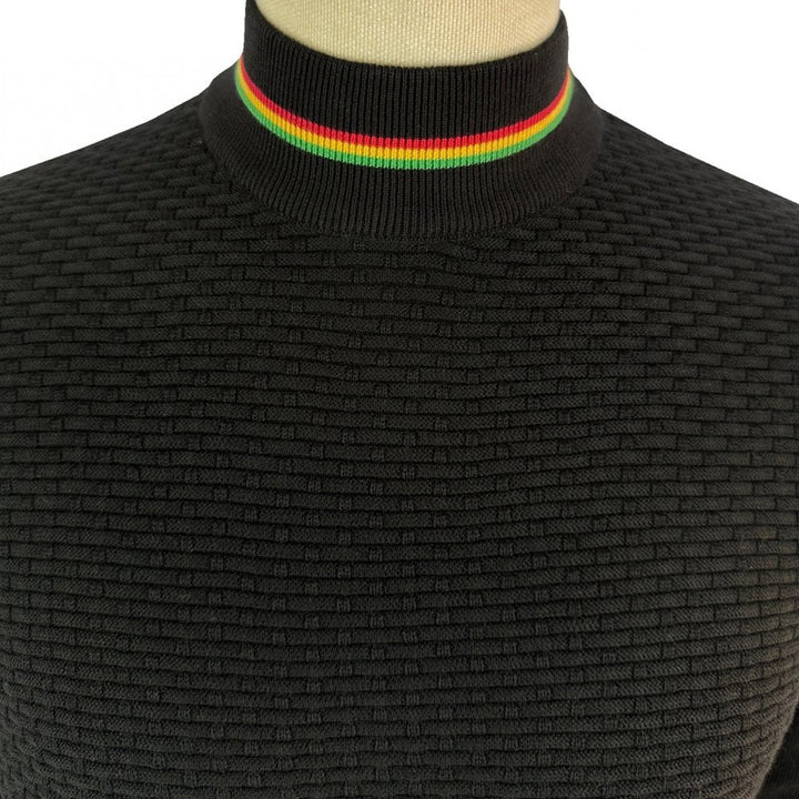 Trojan Weave Knit Turtleneck Black