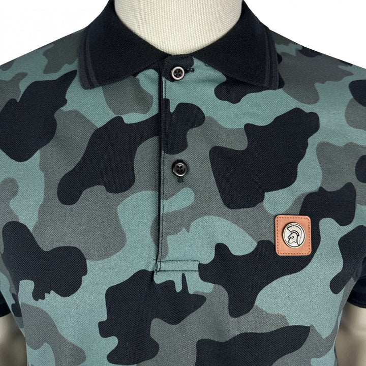 Trojan Camo Panel Polo Shirt Black