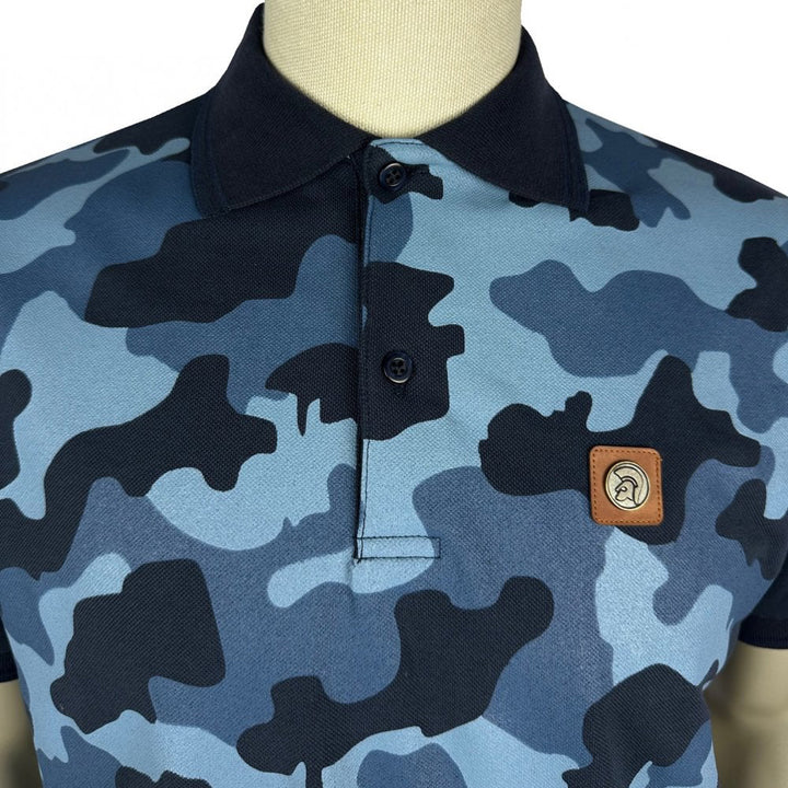 Trojan Camo Panel Polo Shirt Navy