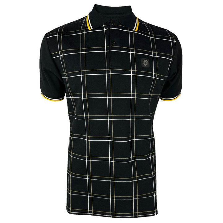 Trojan Check Panel Polo Shirt Black