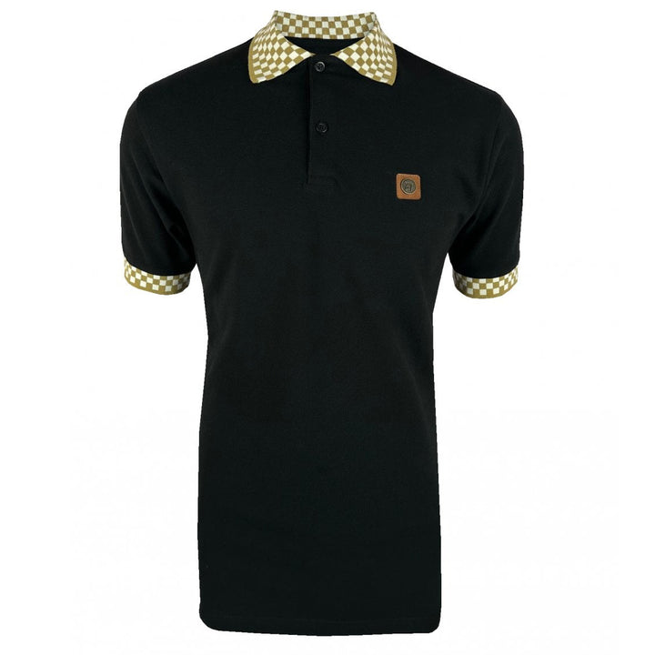 Trojan Chequered Trim Polo Shirt Black/Beige