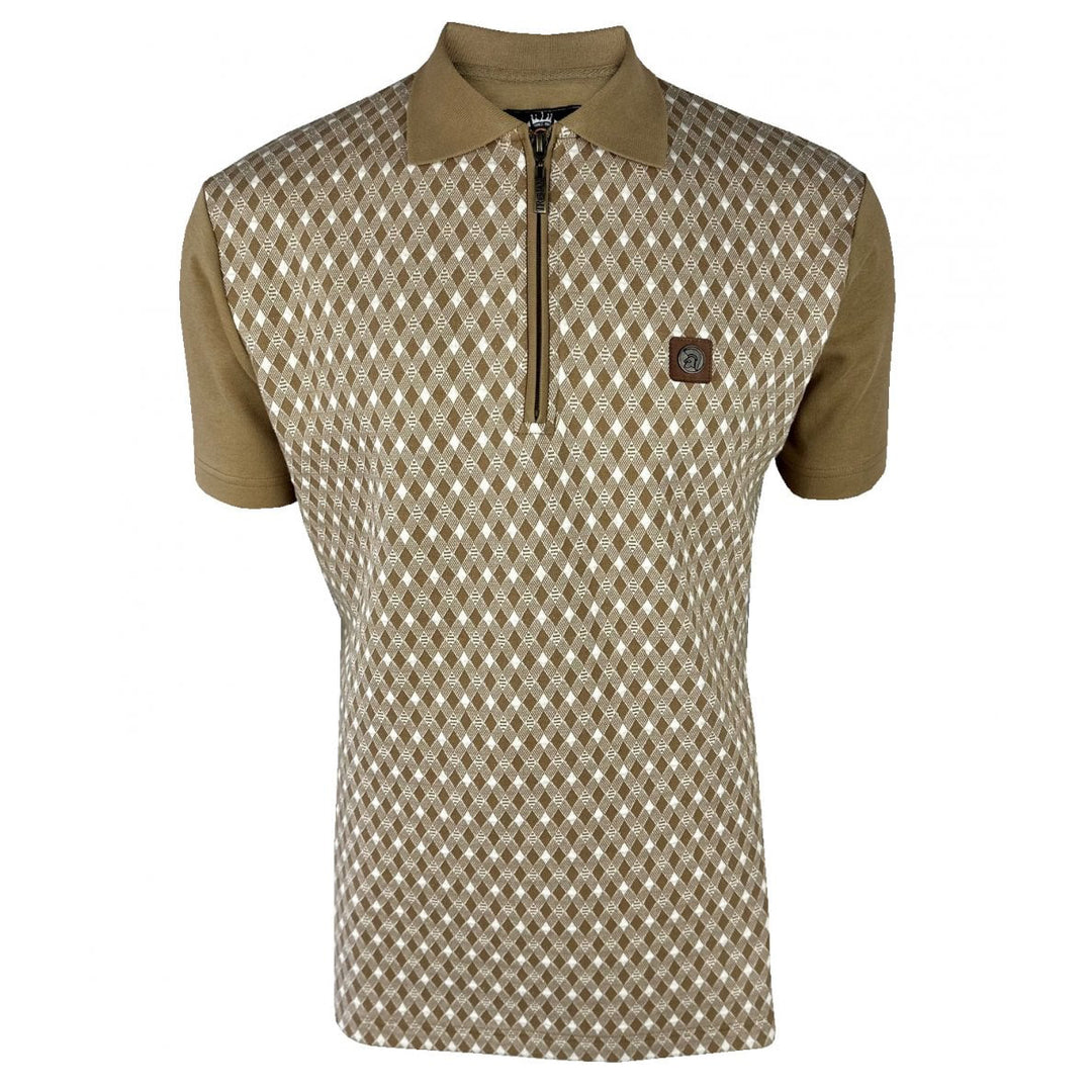 Trojan Diamond Check Polo Beige