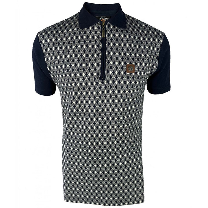 Trojan Diamond Check Polo Navy