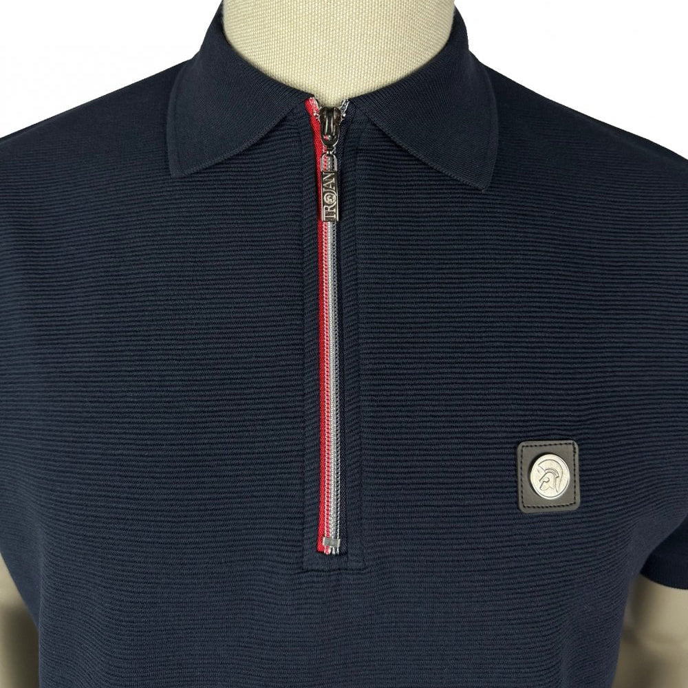 Trojan Ottoman Rib Polo Shirt Navy