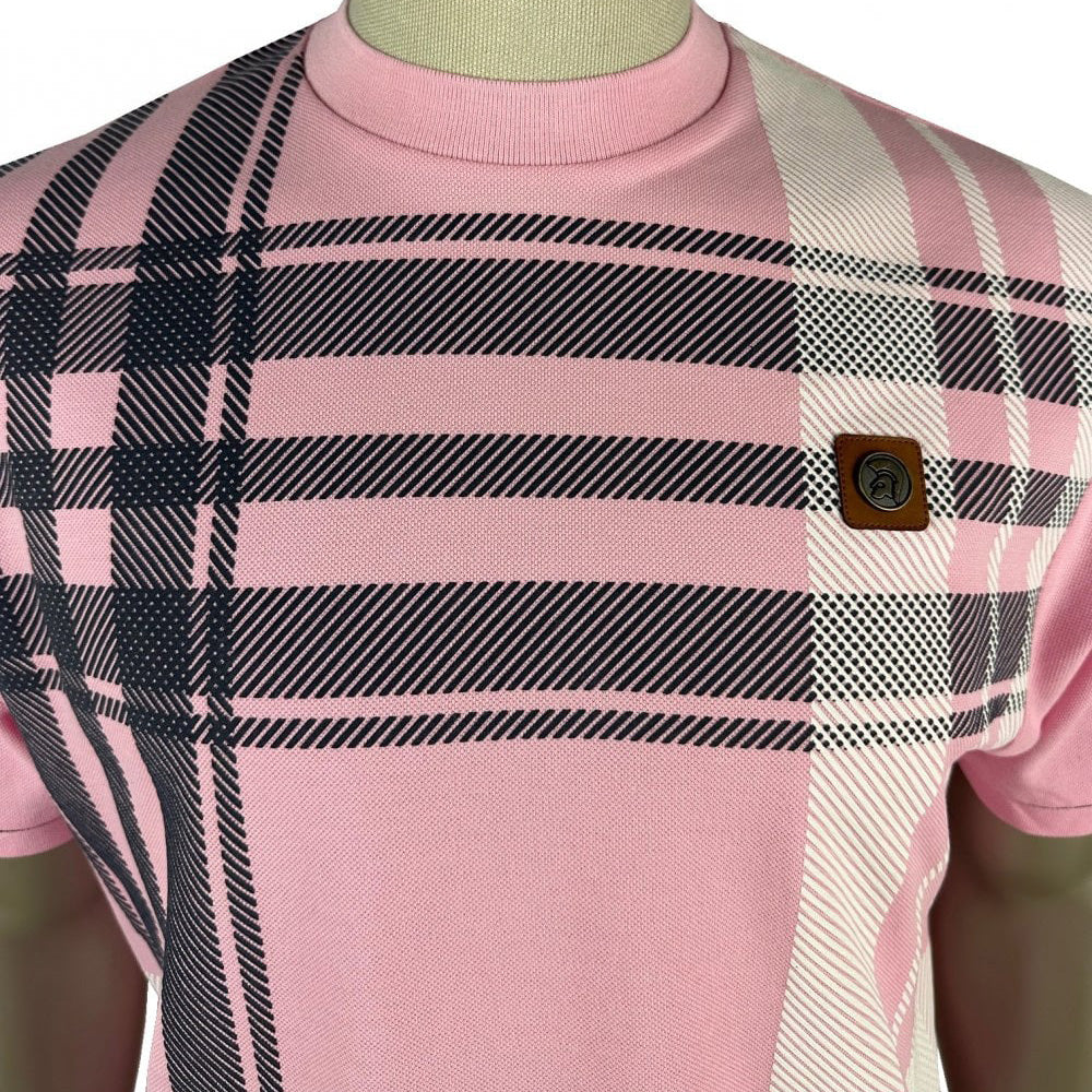 Trojan Oversize Check T-Shirt Pink