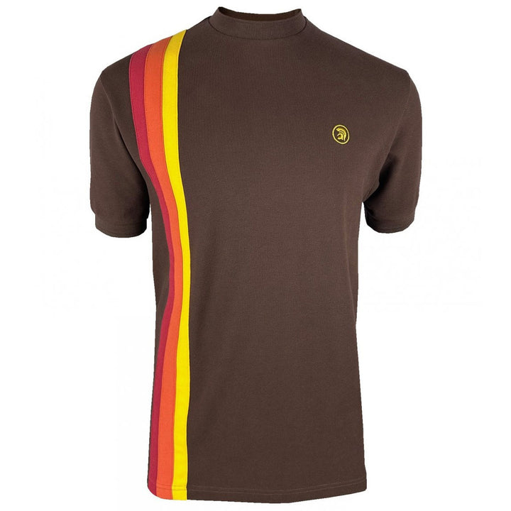 Trojan Racing Stripe T-Shirt Brown