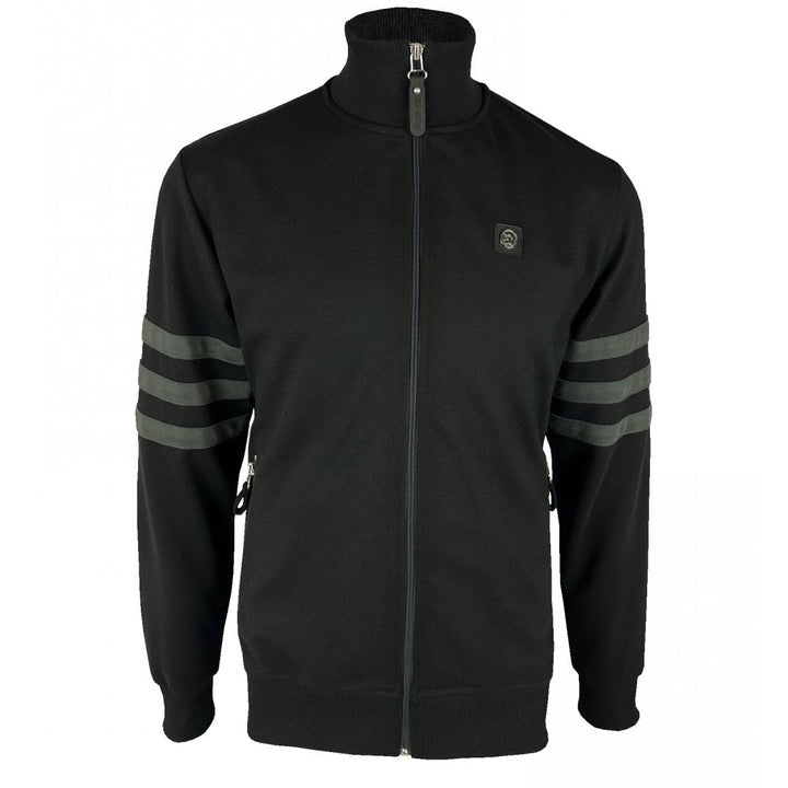 Trojan Stripe Sleeve Track Top Black