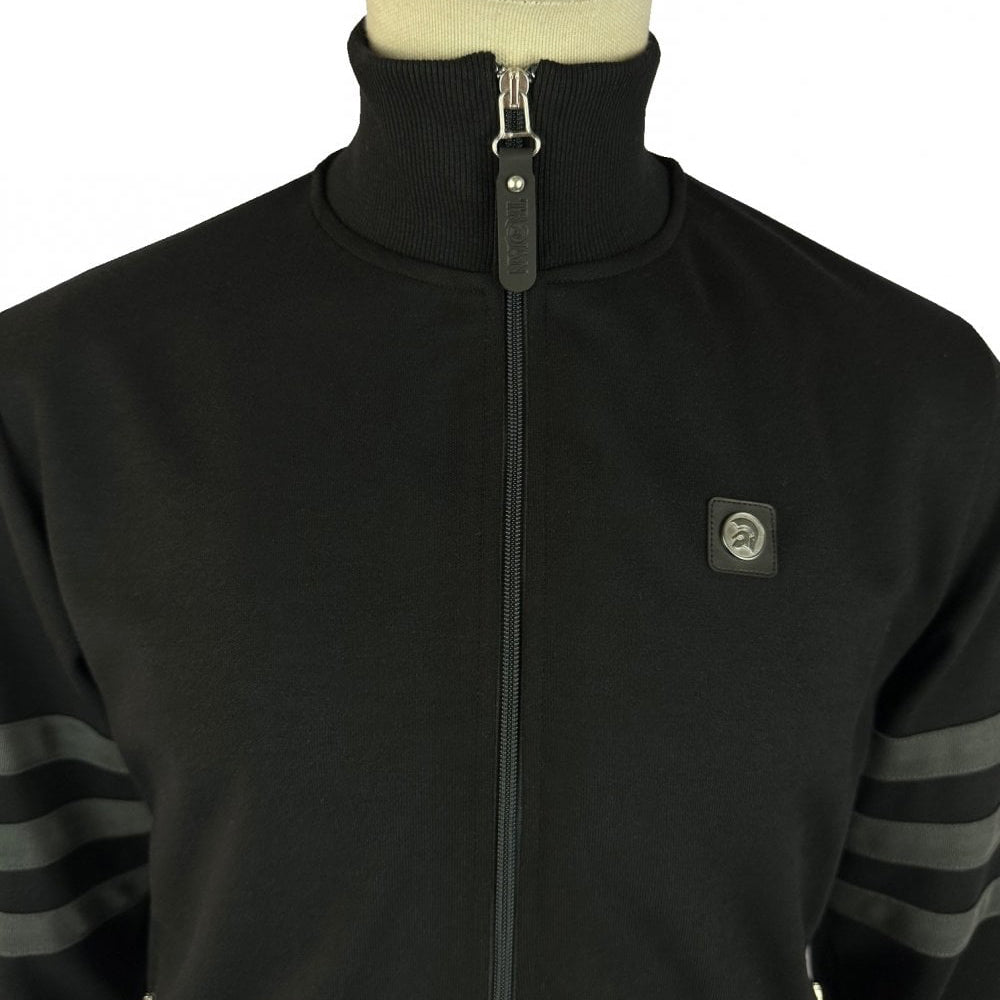 Trojan Stripe Sleeve Track Top Black