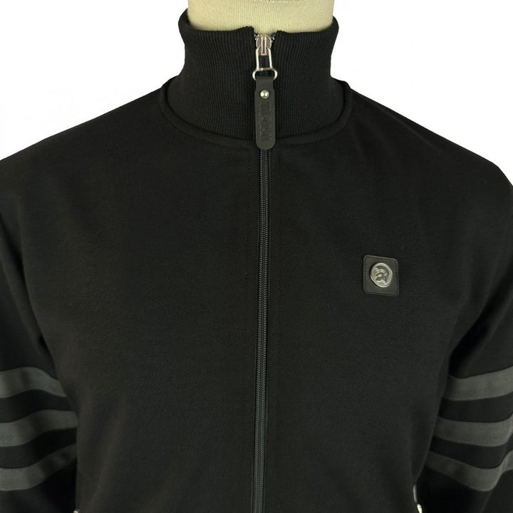 Trojan Stripe Sleeve Track Top Black