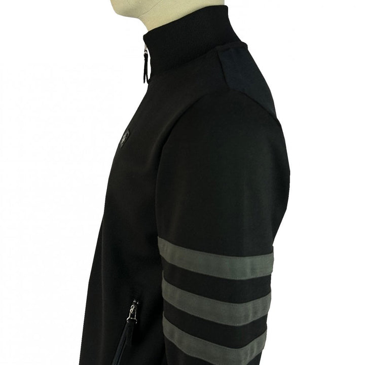 Trojan Stripe Sleeve Track Top Black