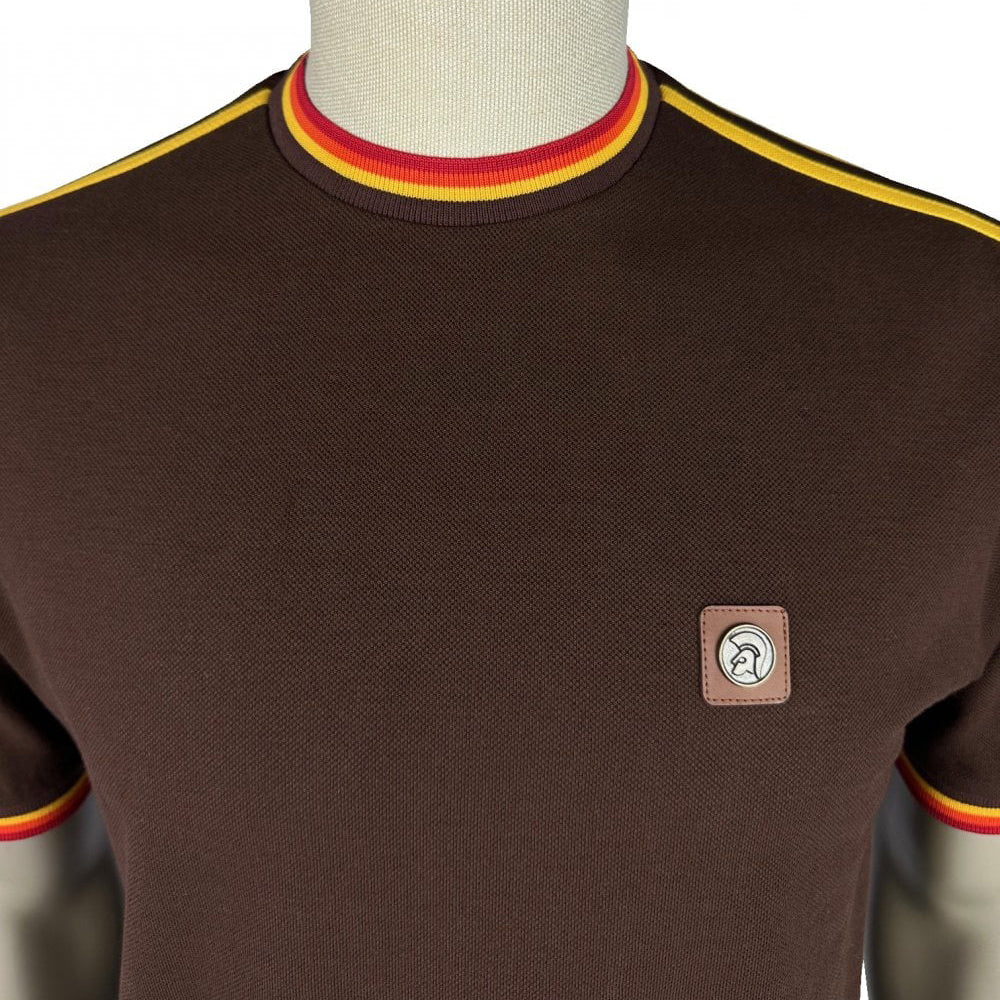 Trojan Triple Stripe T-Shirt Brown