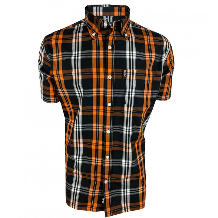 Trojan Windowpane Check Shirt Black/Orange