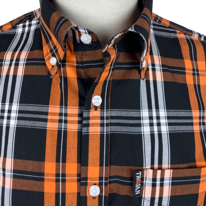 Trojan Windowpane Check Shirt Black/Orange