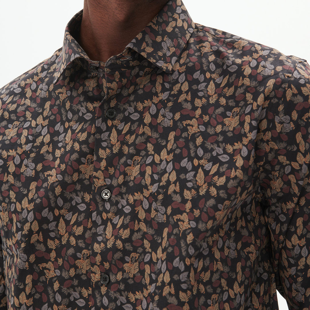 Matinique Leaf Print Shirt Brown