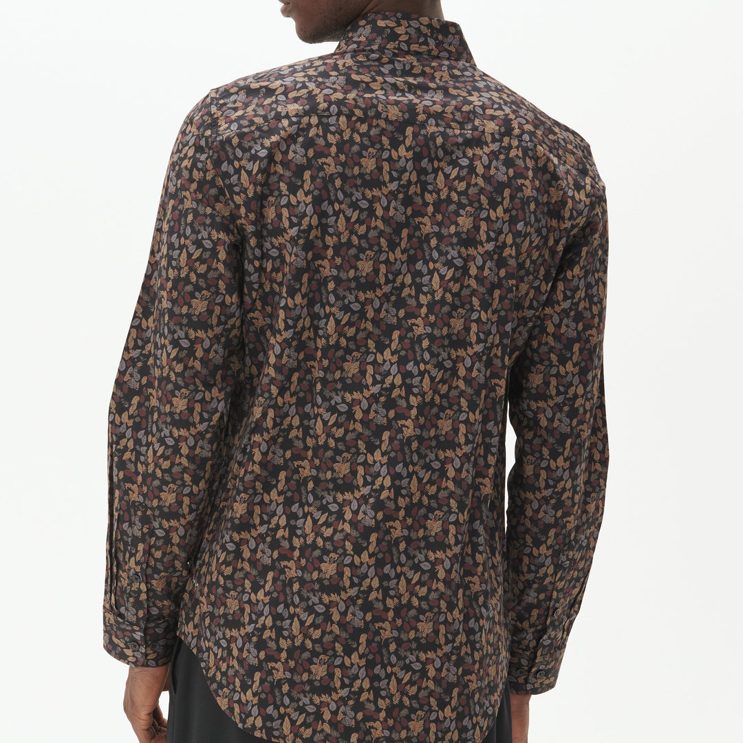 Matinique Leaf Print Shirt Brown