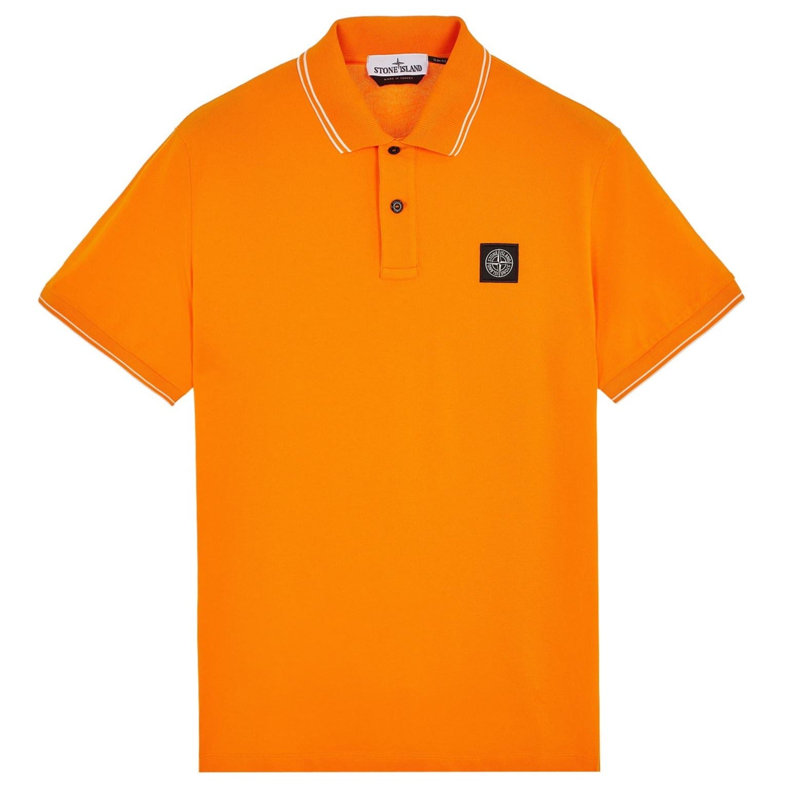 Stone Island Short Sleeve Polo Shirt Orange 100 Cotton Stretch Pique Men s Urban Menswear